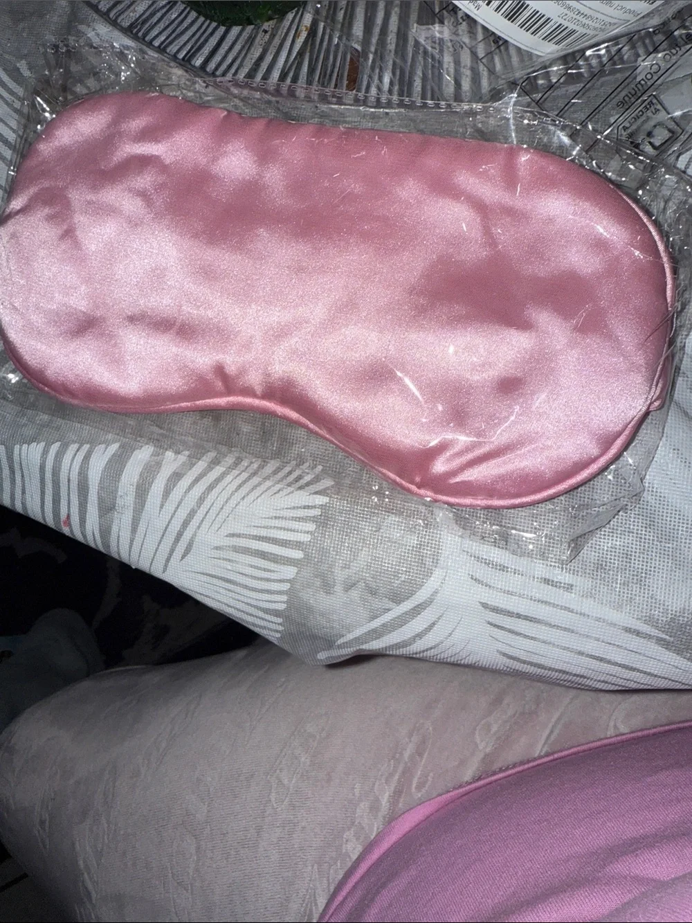SHEIN Satin Pink Sleep Mask with Elastic Band & matching Pink Scrunchie